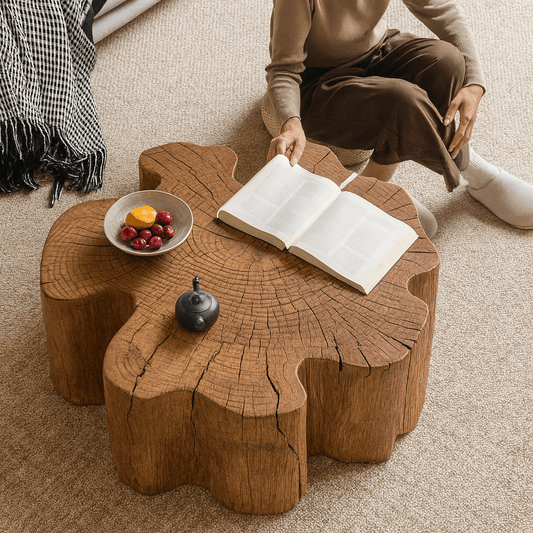 Artistic Irregular Solid Wood Coffee Table For Living Room