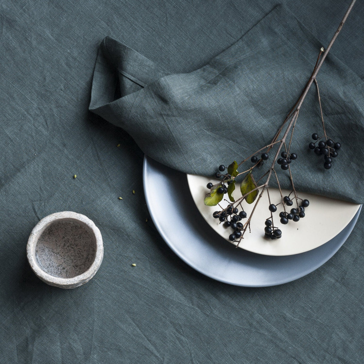 Set of Linen Tablecloth and 4 Napkins,Linen Table Set,Natural Linen Tablecloth