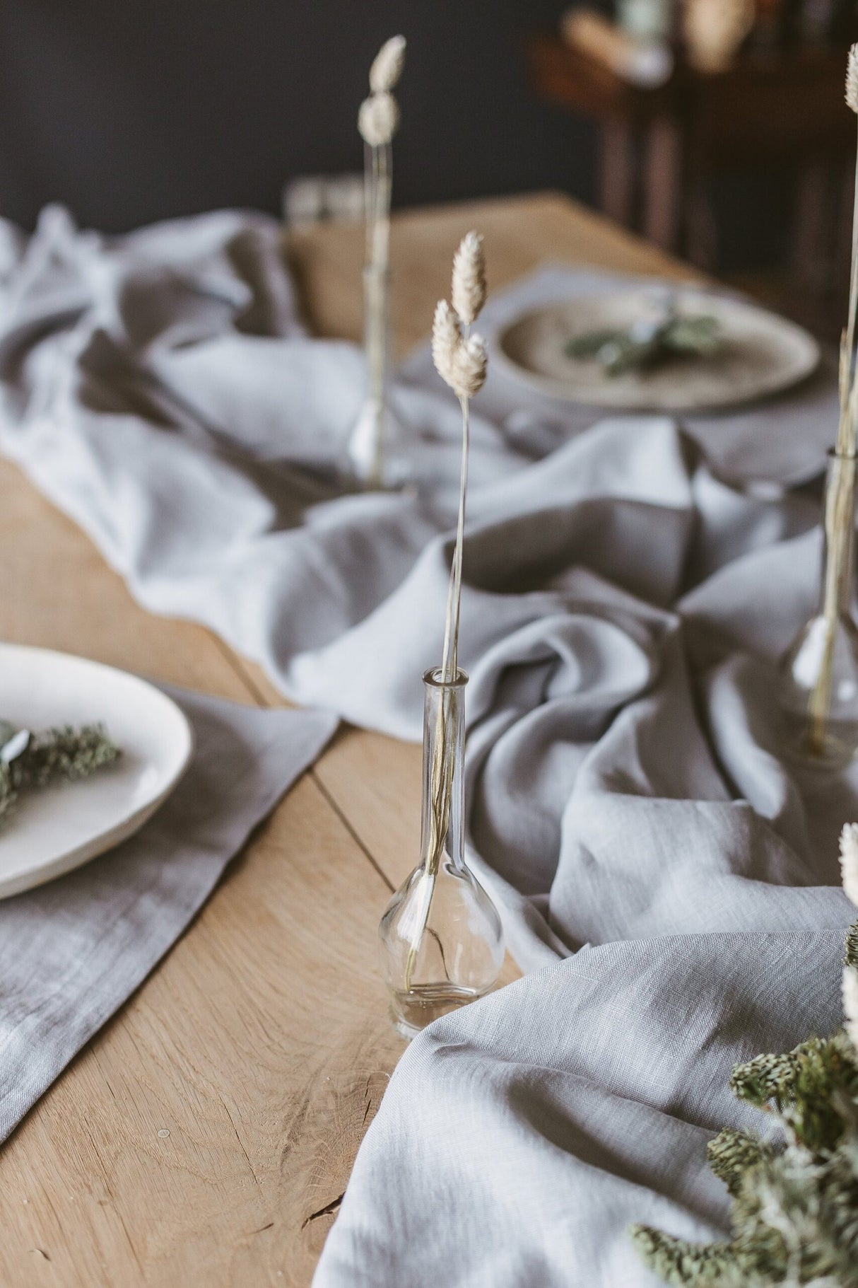 Set of Linen Tablecloth and 4 Napkins,Linen Table Set,Natural Linen Tablecloth