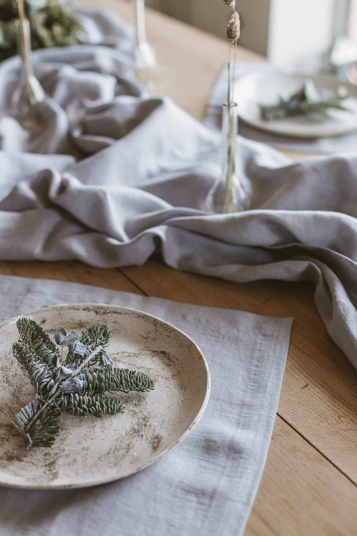 Grey Linen Tablecloth, Pure Linen Tablecloth,Soft Linen Tablecloth