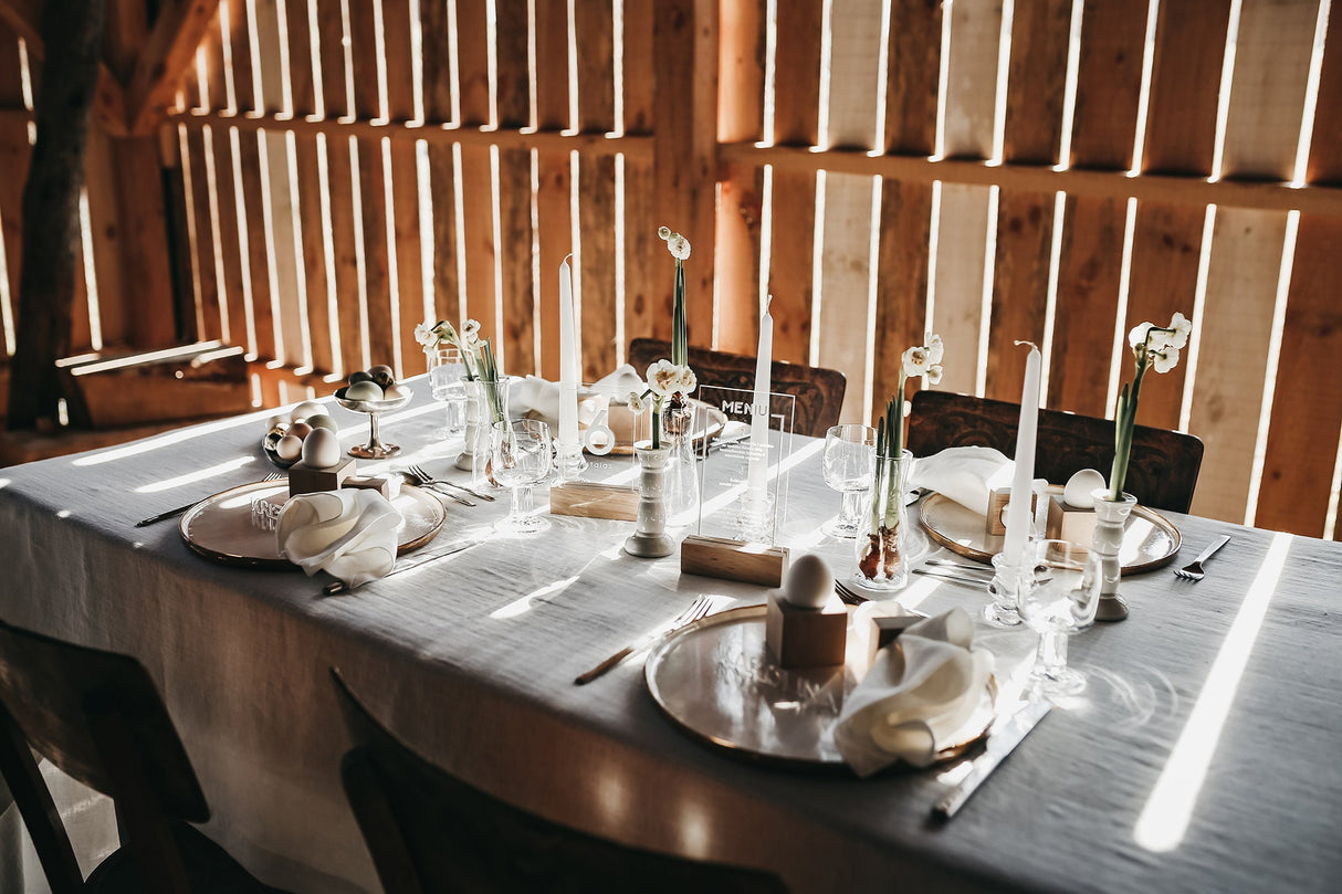 Set of Linen Tablecloth and 4 Napkins,Linen Table Set,Natural Linen Tablecloth