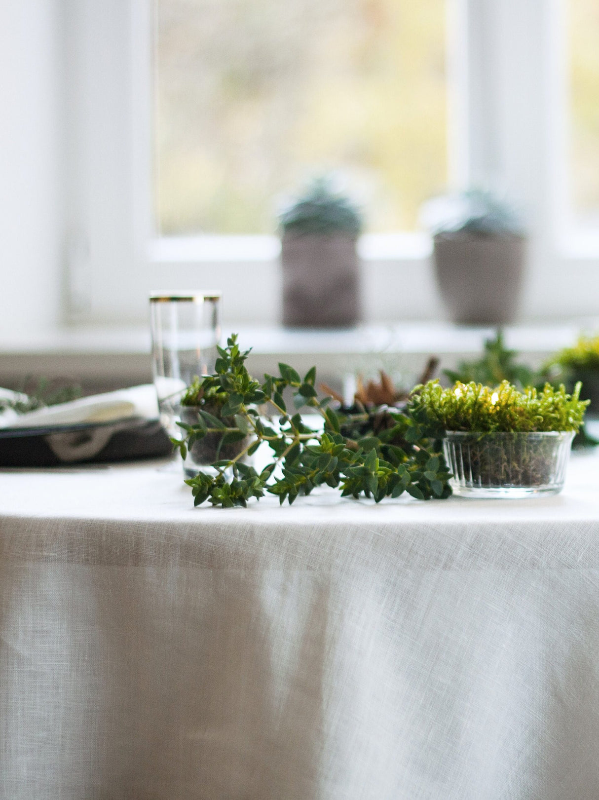 White Round Linen Tablecloth,Christmas Linen Table Cloth