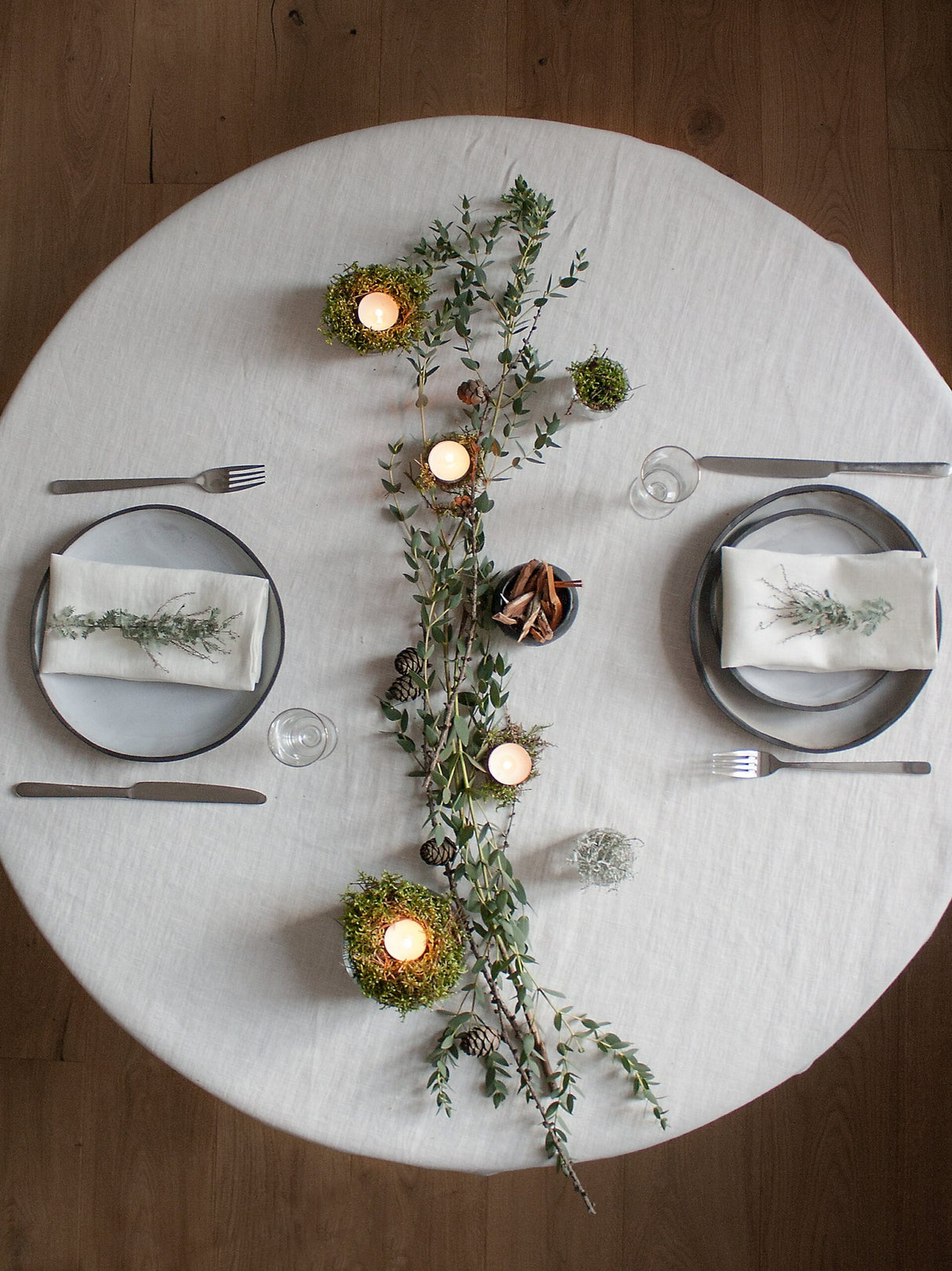White Round Linen Tablecloth,Christmas Linen Table Cloth