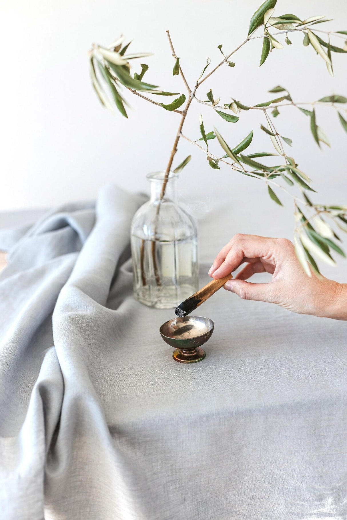 Cloud Grey Linen Tablecloth, Soft Linen Tablecloth, Linen Handmade Table Cloth