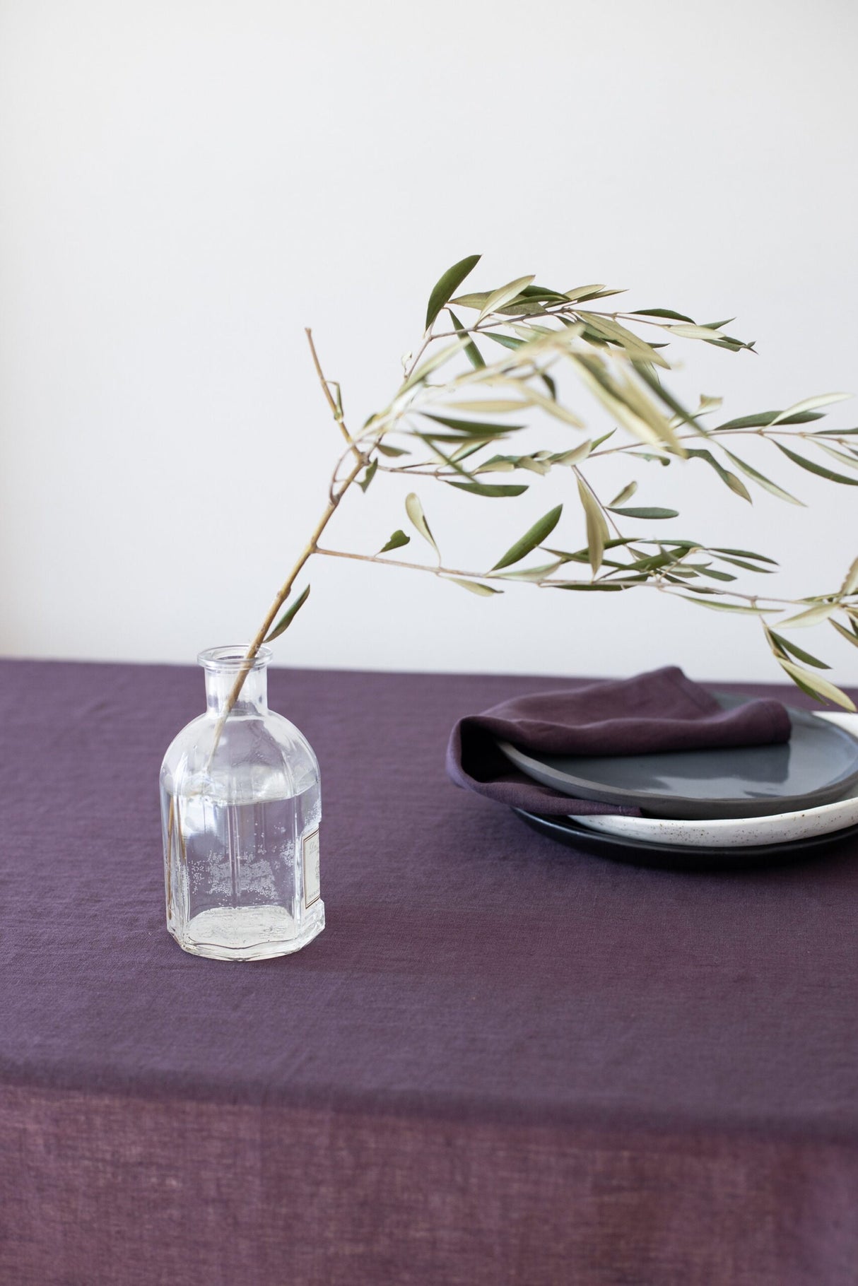 Plum Linen Tablecloth, Soft Linen Tablecloth, Linen Handmade Table Cloth
