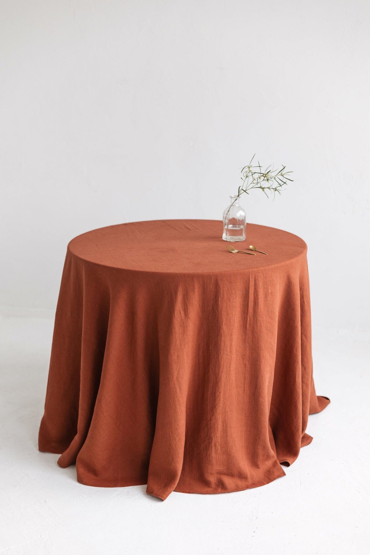 Rust Round Linen Tablecloth,Large Round Linen Table Cloth