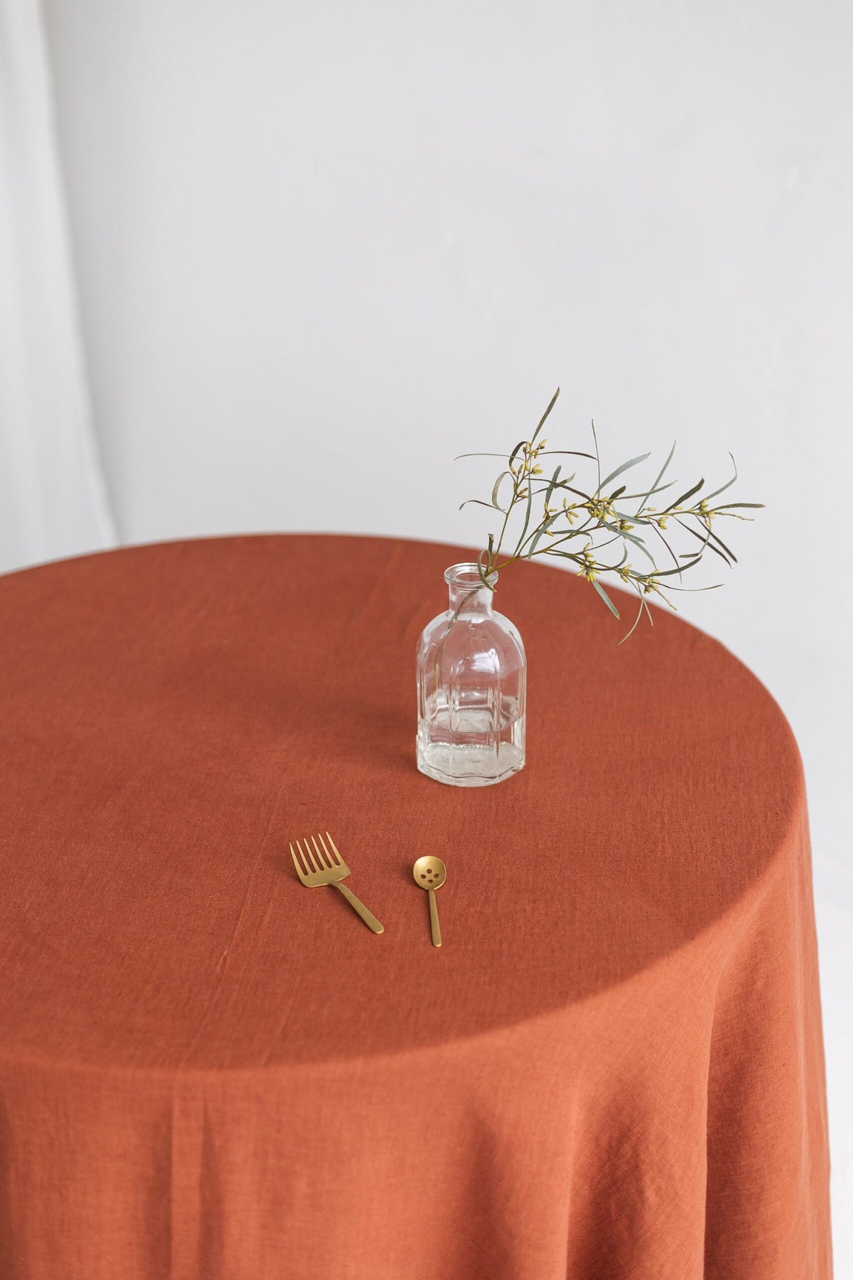 Rust Round Linen Tablecloth,Large Round Linen Table Cloth