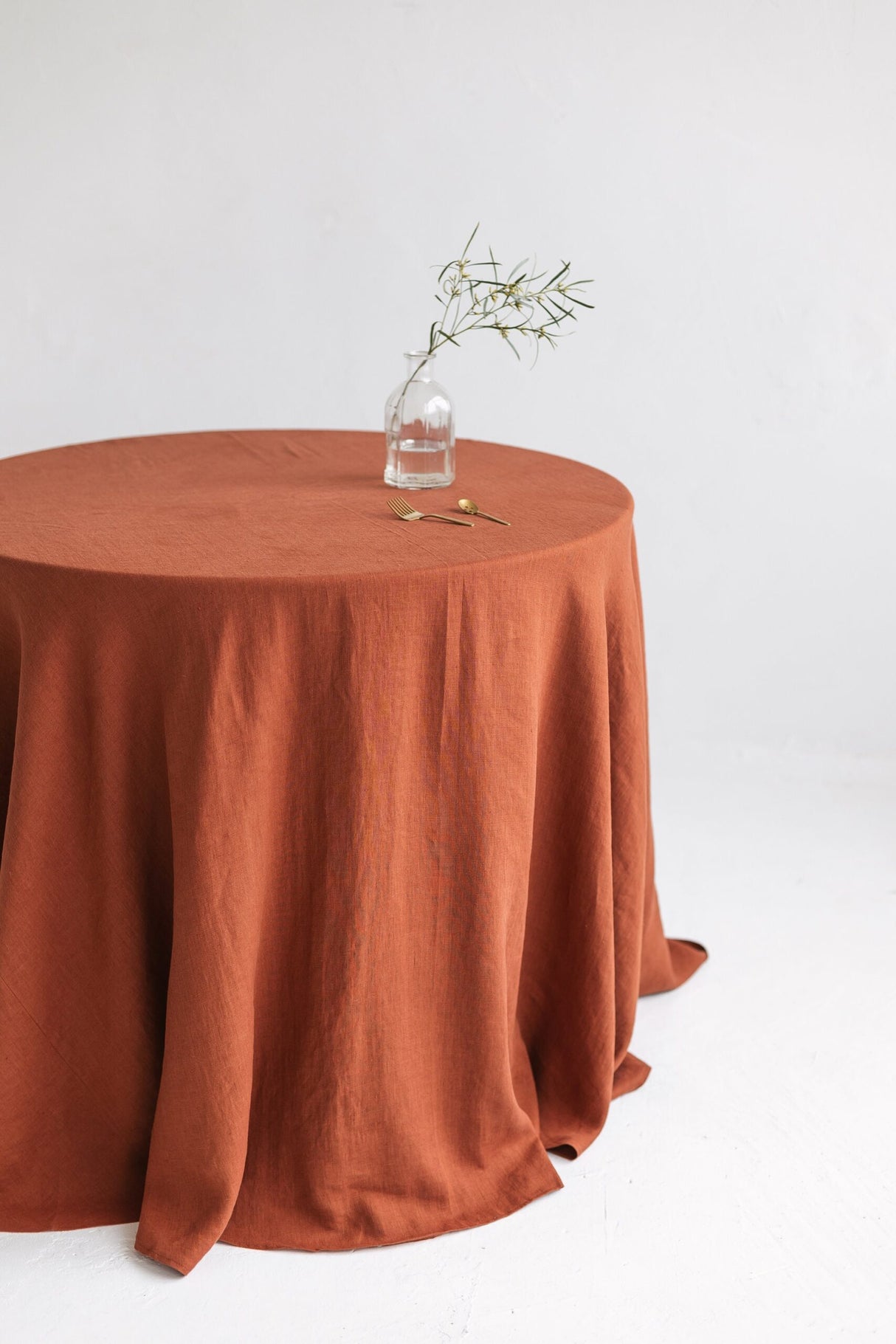 Rust Round Linen Tablecloth,Large Round Linen Table Cloth