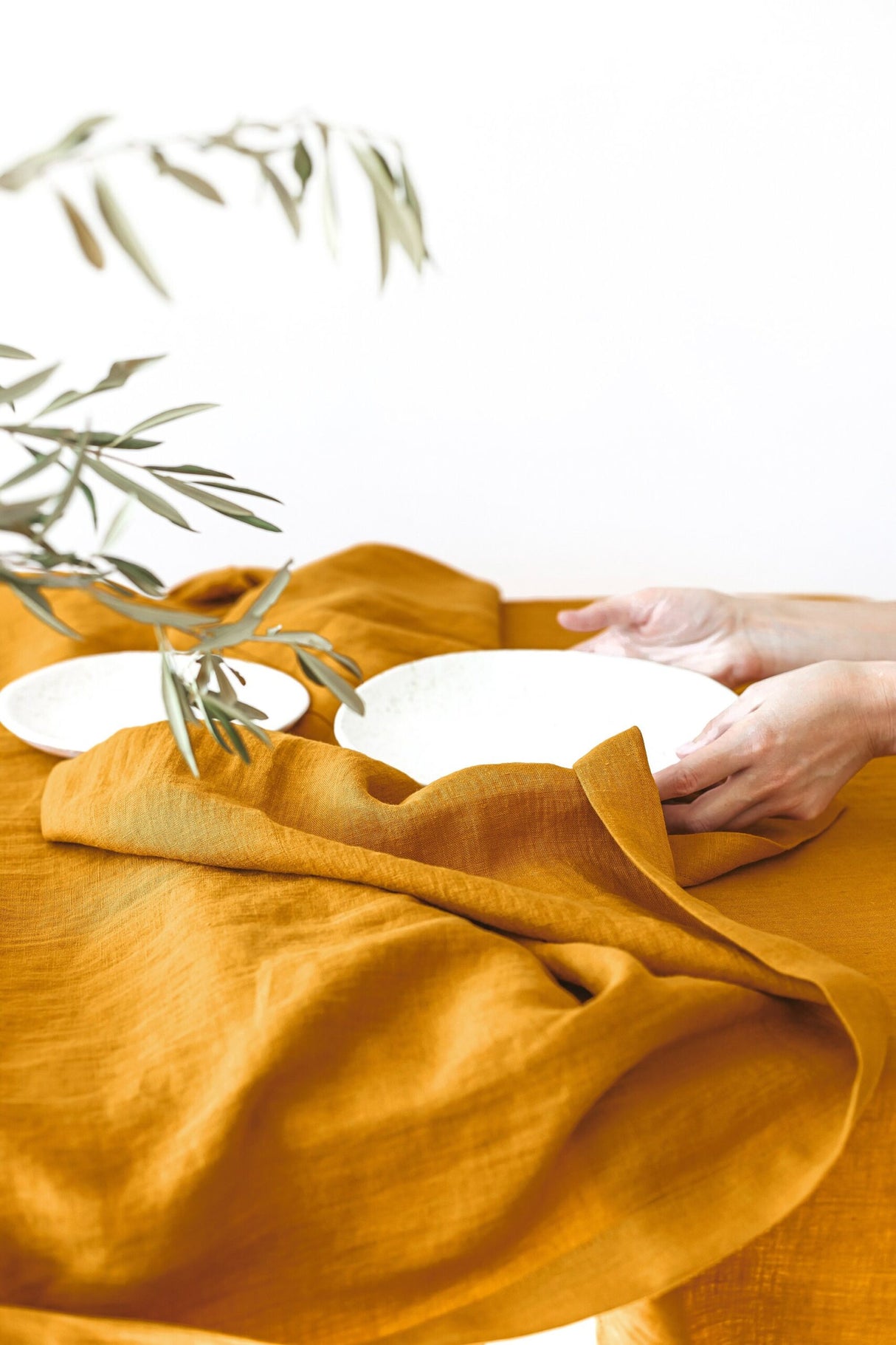Red Linen Tablecloth, Soft Linen Christmas Tablecloth, Linen Handmade Table Cloth
