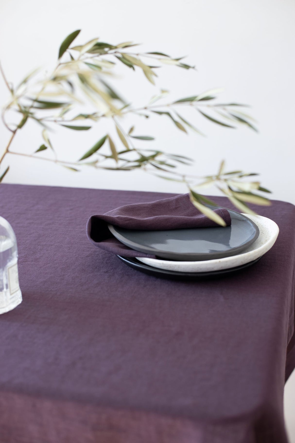Plum Linen Tablecloth, Soft Linen Tablecloth, Linen Handmade Table Cloth