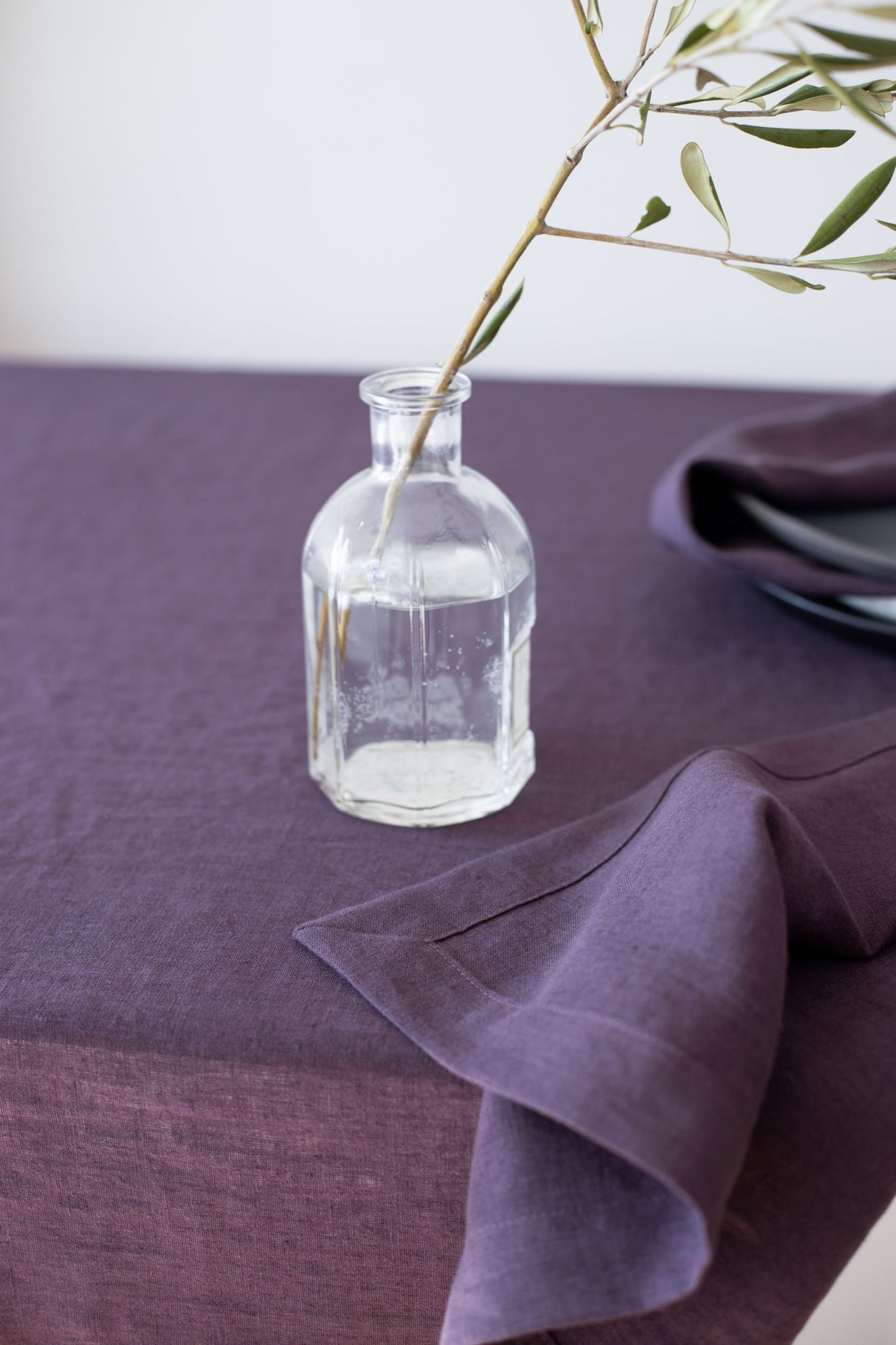 Plum Linen Tablecloth, Soft Linen Tablecloth, Linen Handmade Table Cloth