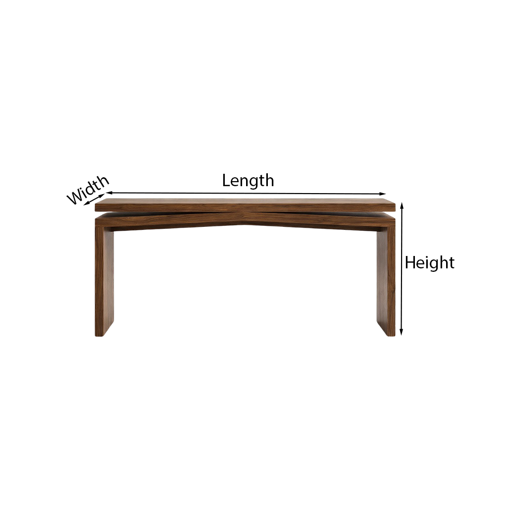 Modern Natural Wood Console Table With Clean Rectangular Top And Frame Base For Living Room