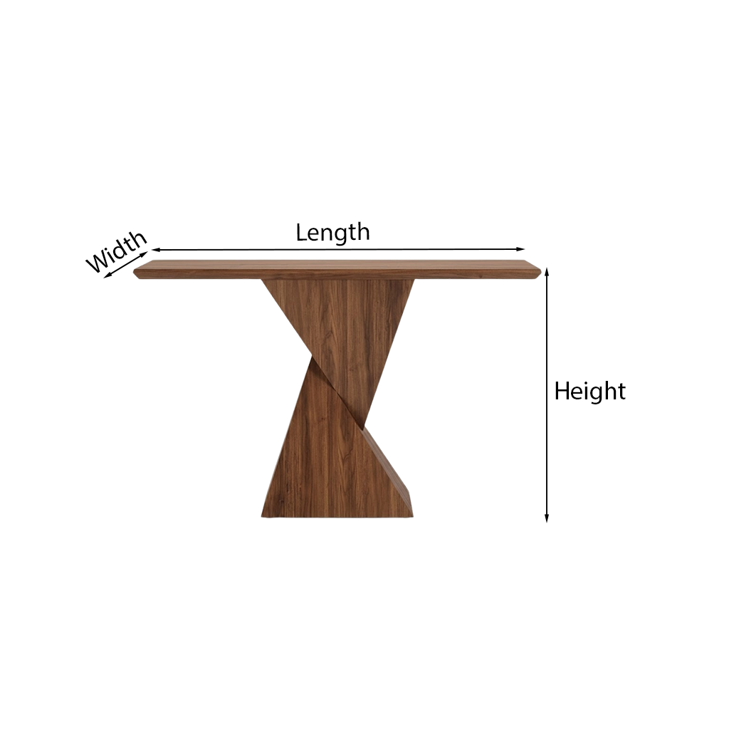 Modern Natural Wood Console Table With Sculptural Pedestal Base For Living Room