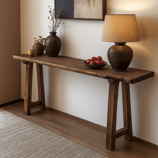 Farmhouse Minimalist Solid Wood Console Table For Living Room