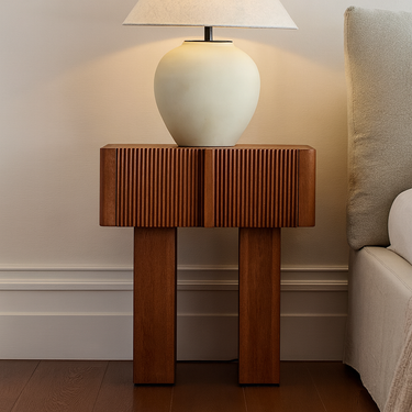 Mid-Century Nightstand With Drawer Storage