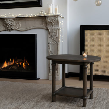 French Country Rustic Solid Wood Side Table For Living Room