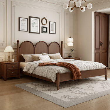 Elegant Arched Headboard Platform Bed Frame