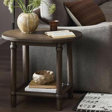 French Country Rustic Solid Wood Side Table For Living Room