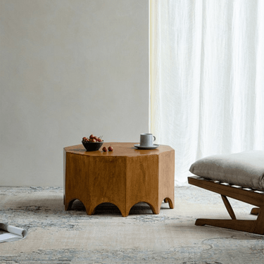 Artisan Solid Wood Curved Base Coffee Table For Living Room