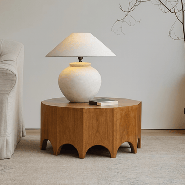 Artisan Solid Wood Curved Base Coffee Table For Living Room