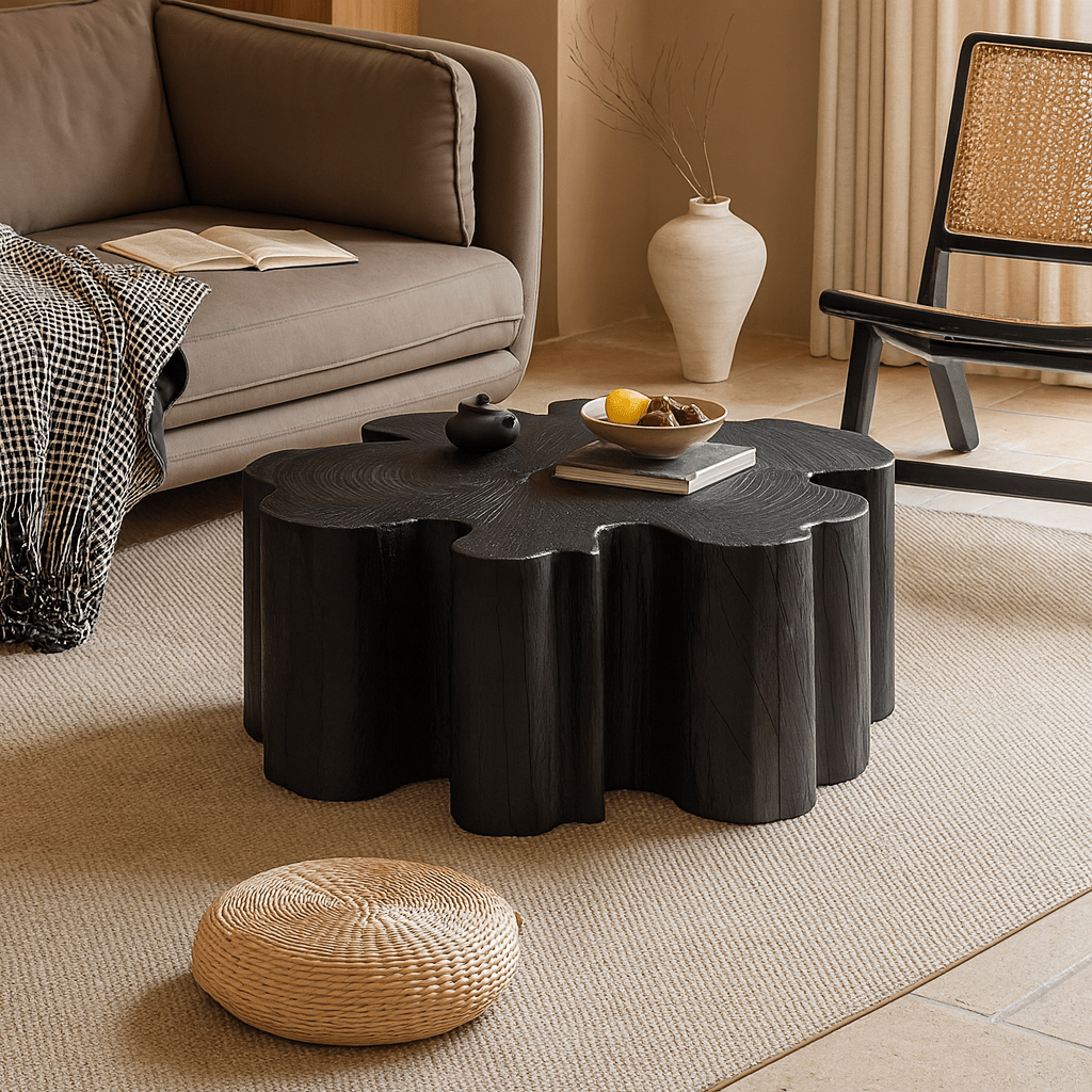 Artistic Irregular Solid Wood Coffee Table For Living Room