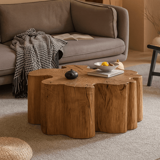 Artistic Irregular Solid Wood Coffee Table For Living Room