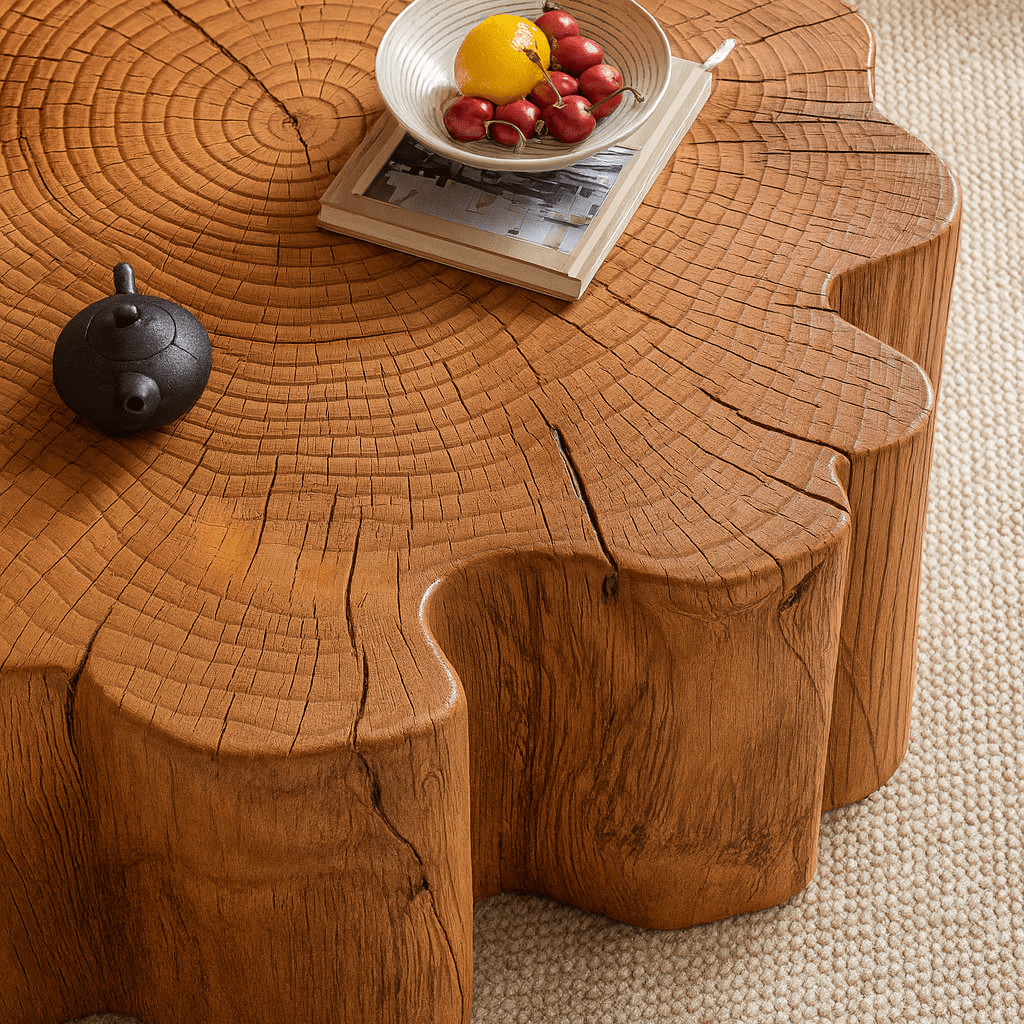 Artistic Irregular Solid Wood Coffee Table For Living Room