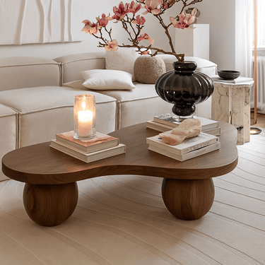 Ash Solid Wood Organic Shaped Coffee Table For Living Room