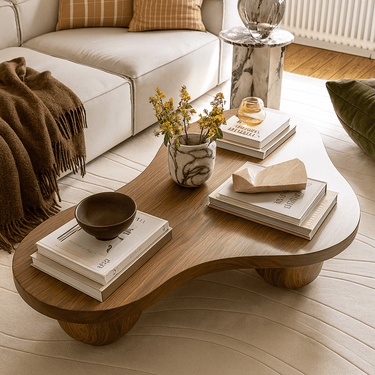 Ash Solid Wood Organic Shaped Coffee Table For Living Room