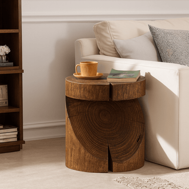 Farmhouse Solid Wood Log Side Table Natural Tree Stump