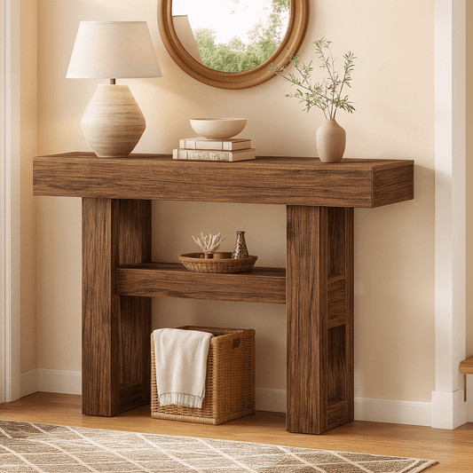 Farmhouse Rustic Solid Wood Console Table For Living Room