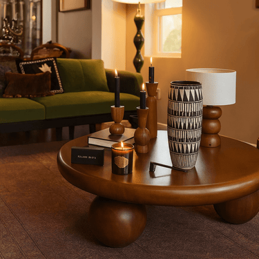 French Country Round Solid Wood Coffee Table For Living Room