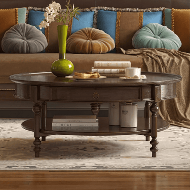 French Retro Ash Wood Coffee Table For Living Room
