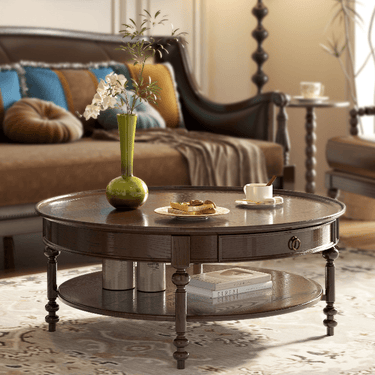 French Retro Ash Wood Coffee Table For Living Room
