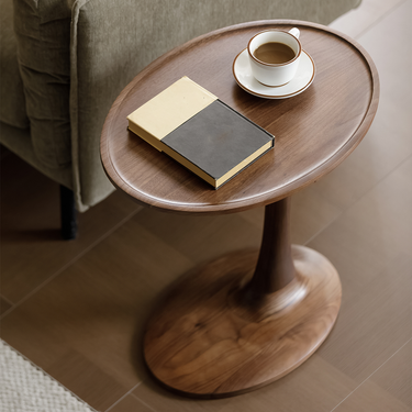 Mid Century Solid Wood Corner Side Table For Living Room