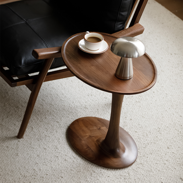Mid Century Solid Wood Corner Side Table For Living Room