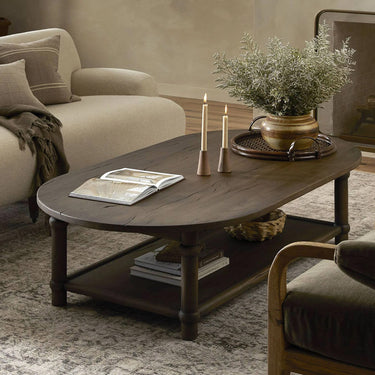 French Country Rustic Solid Wood Coffee Table for Living Room