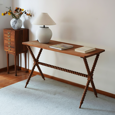 Mid Century Style Solid Wood Console Table For Living Room