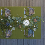 Set of Green Linen Tablecloth and 4 Napkins,Linen Tablecloth and Napkins