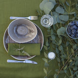 Set of Green Linen Tablecloth and 4 Napkins,Linen Tablecloth and Napkins