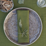 Set of Green Linen Tablecloth and 4 Napkins,Linen Tablecloth and Napkins