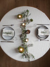 White Round Linen Tablecloth,Christmas Linen Table Cloth