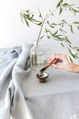 Cloud Grey Linen Tablecloth, Soft Linen Tablecloth, Linen Handmade Table Cloth