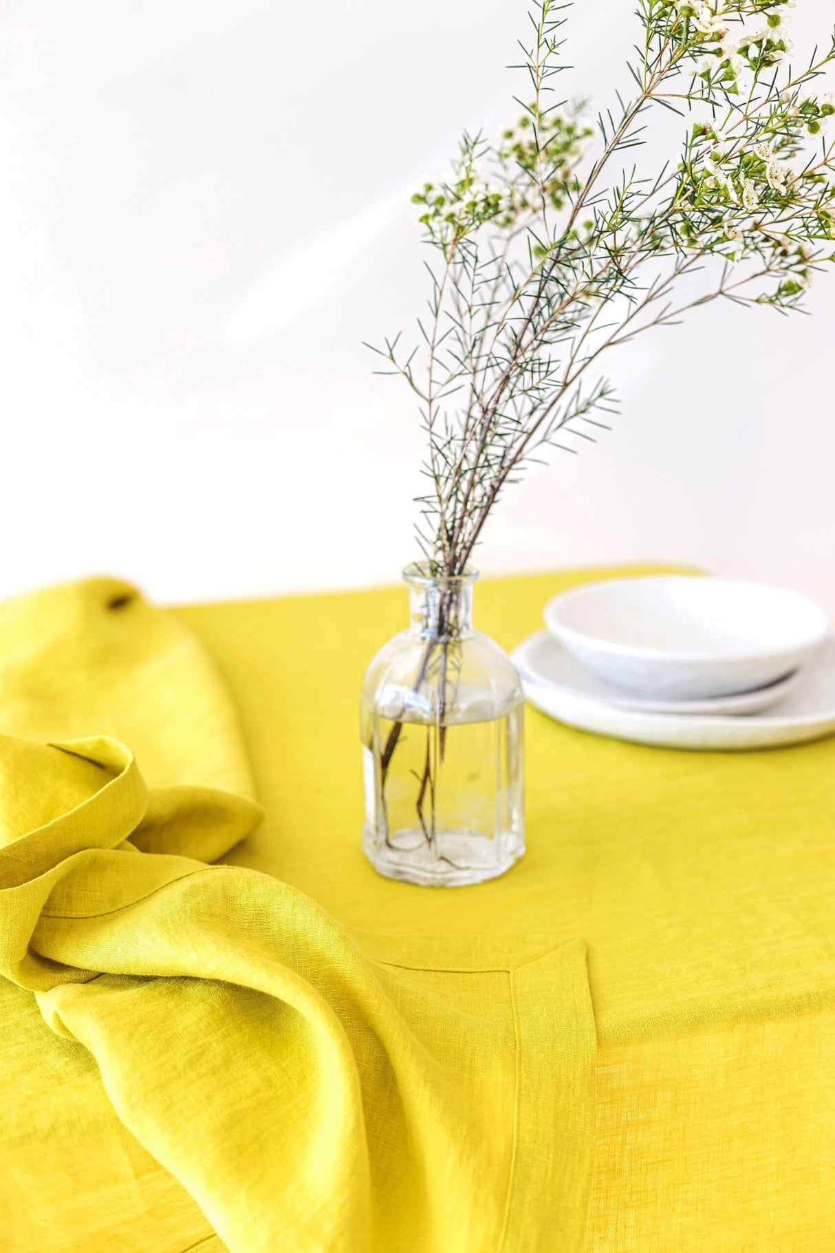 Chartreuse Yellow Linen Tablecloth for Festive Tablescape or everyday Dining