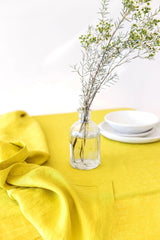Chartreuse Yellow Linen Tablecloth for Festive Tablescape or everyday Dining