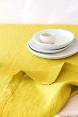 Chartreuse Yellow Linen Tablecloth for Festive Tablescape or everyday Dining