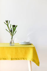 Chartreuse Yellow Linen Tablecloth for Festive Tablescape or everyday Dining