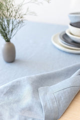 Ice blue Linen Tablecloth, Soft Linen Tablecloth, Linen Handmade Table Cloth