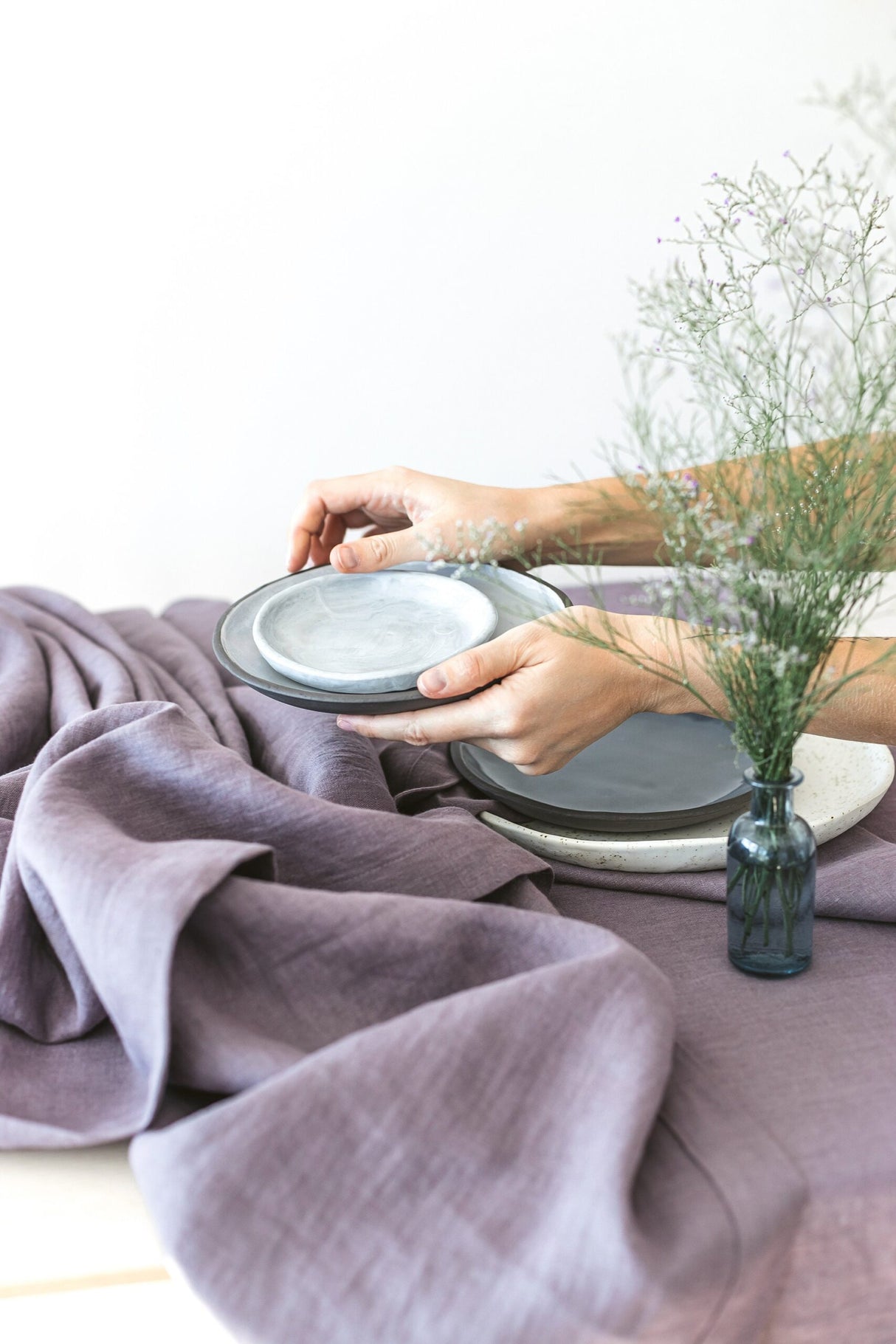Grape Linen Tablecloth, Soft Linen Tablecloth, Linen Handmade Table Cloth