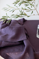Plum Linen Tablecloth, Soft Linen Tablecloth, Linen Handmade Table Cloth